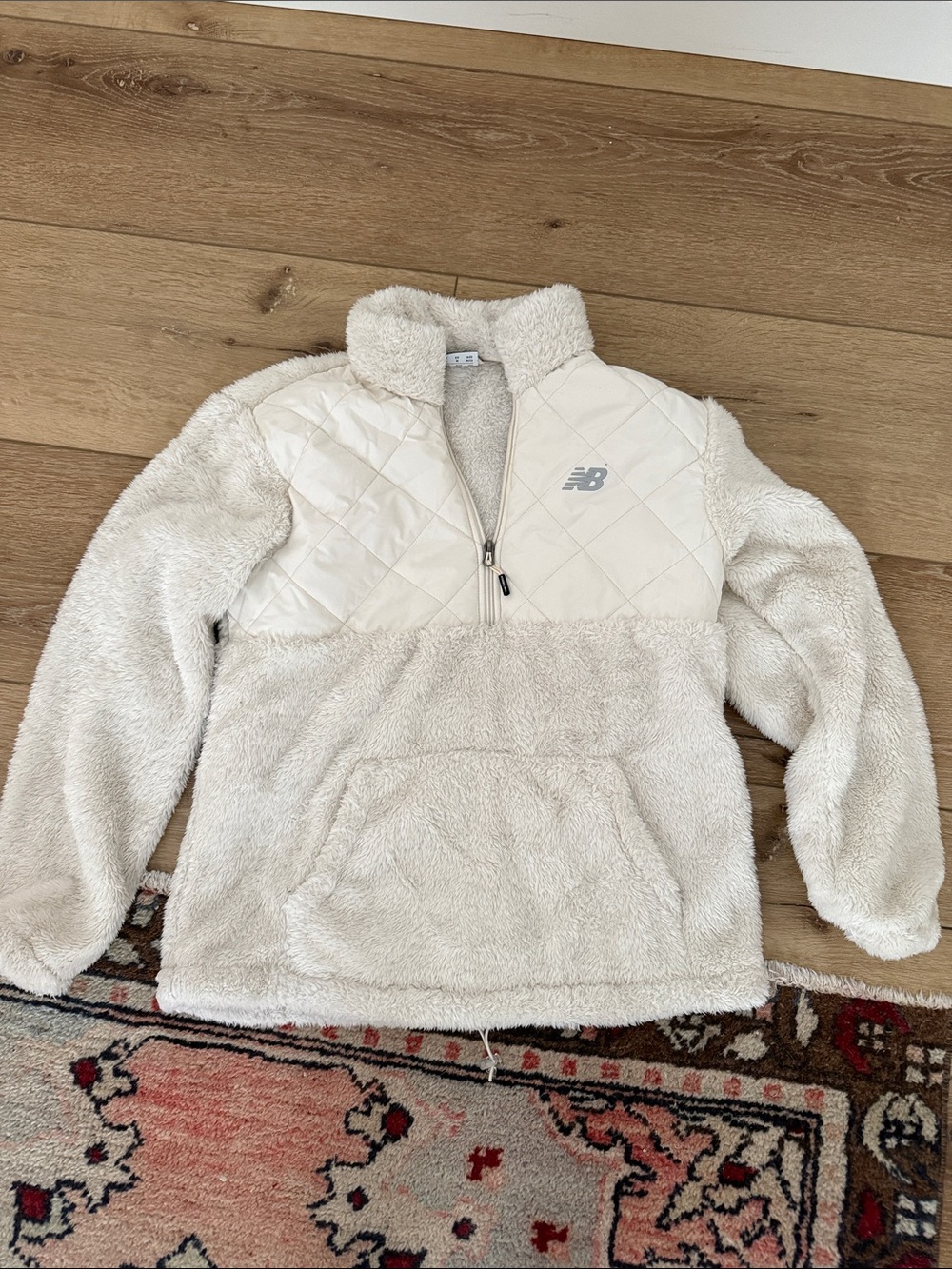 New Balance Off-White Cream Sherpa Half-Zip Pullover Jacket